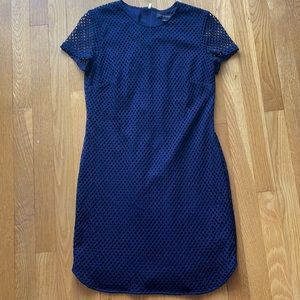 Banana Republic Womens 6 Navy Netted Dress with Full Dress Zipper in Back